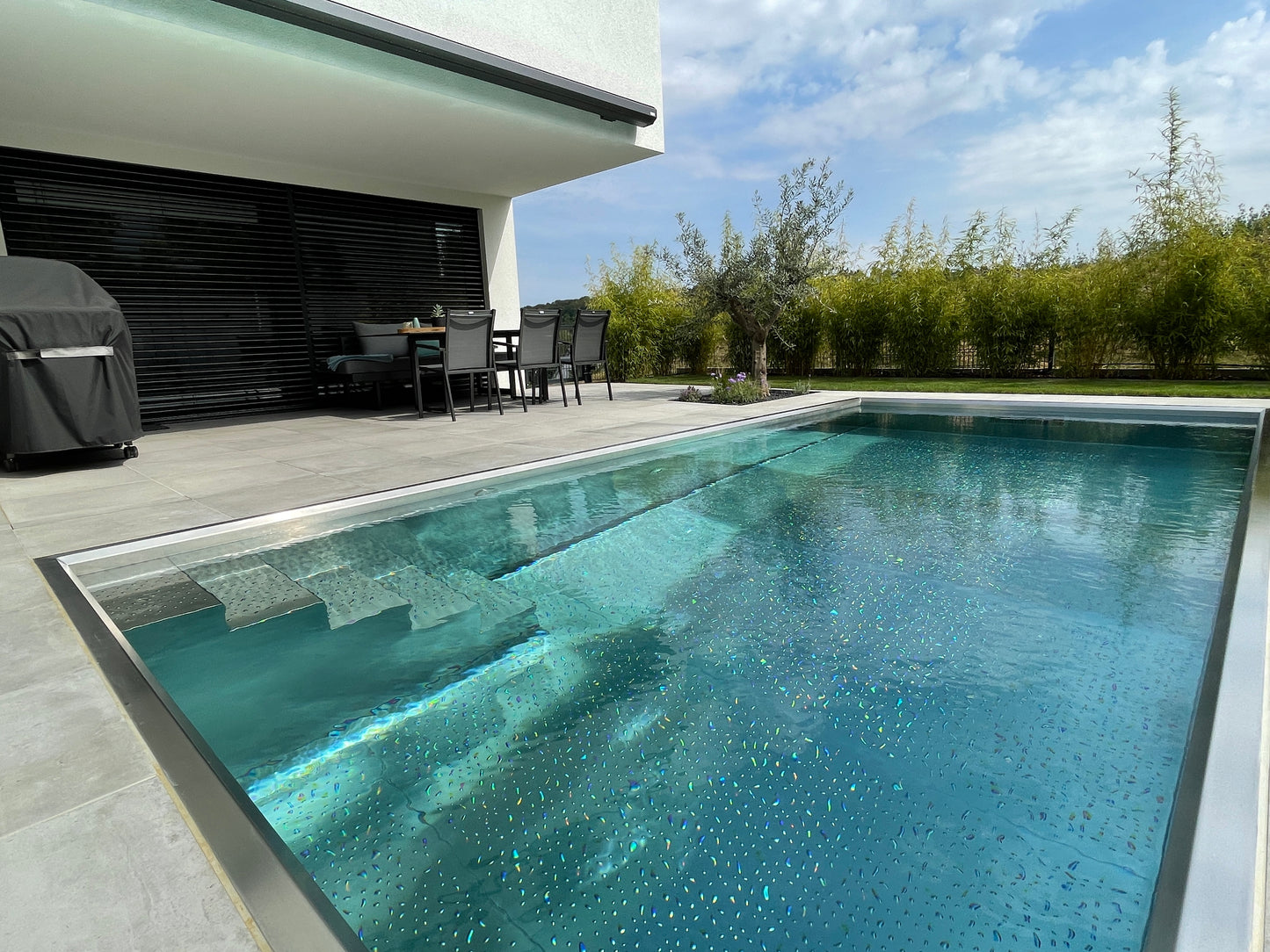 Edelstahlpool 6x3m Wassertiefe 1,40m